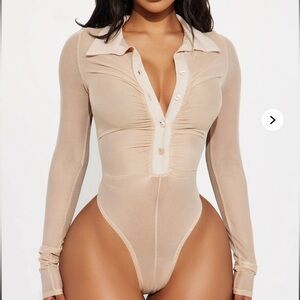 Beige Long Sleeve Bodysuit